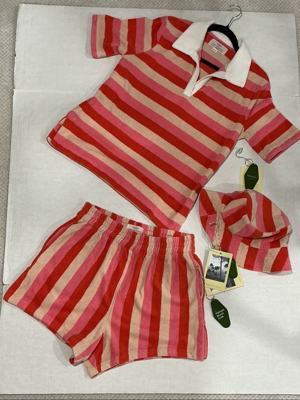 Trovata Red, Pink & Cream Striped Terry Beach Set SZ M